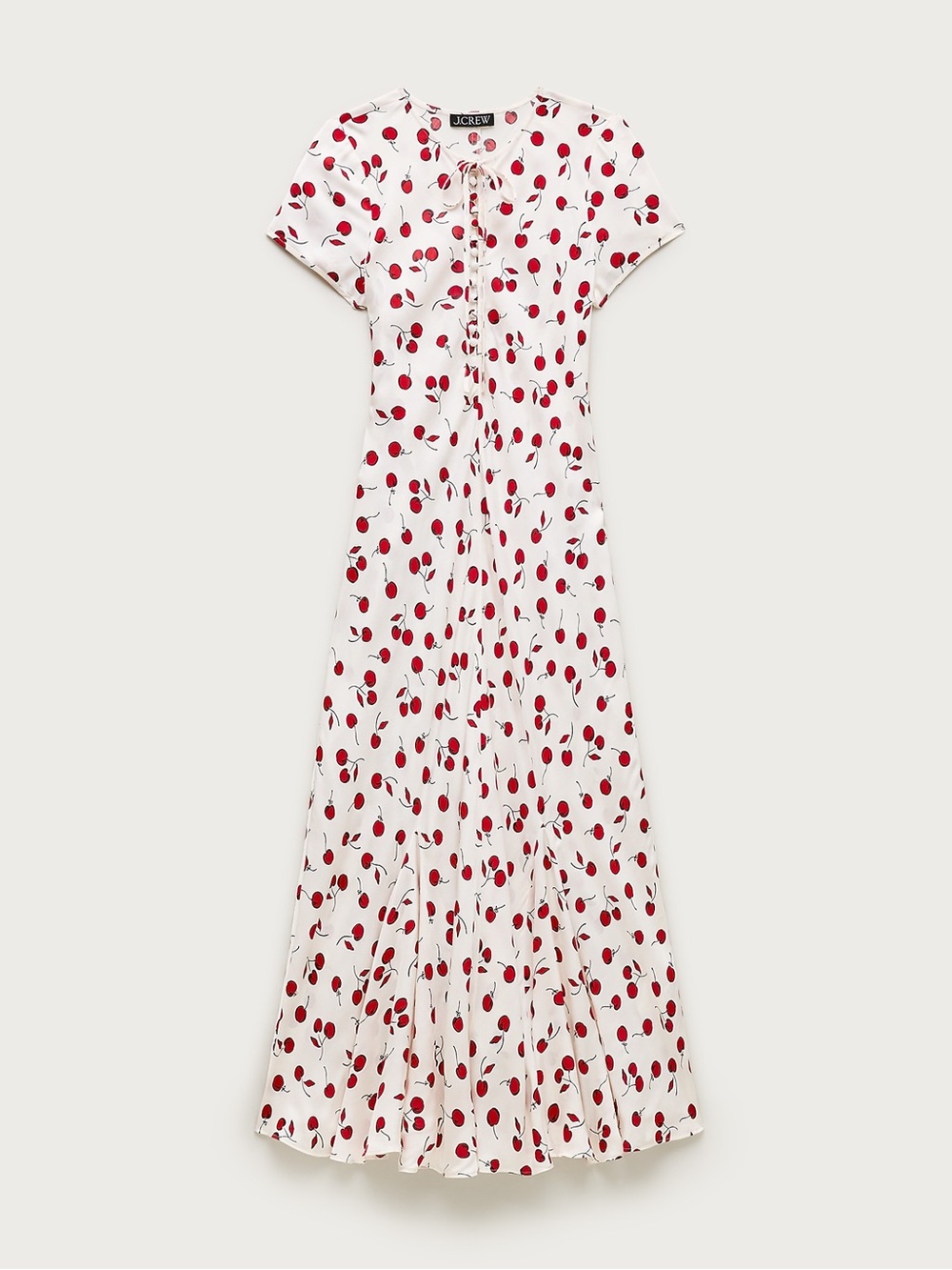 NWOT J. Crew White Maxi Dress with Red Cherry Print